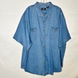 Route 66 Men’s Shirt sz 4X Blue Cotton Denim Short Sleeves Button Front Casual